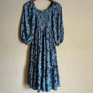 Torrid Blue Floral Midi Dress  - NWT